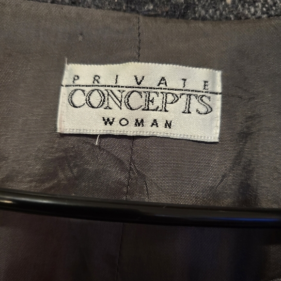 PRIVATE CONCEPTS WOMAN Plaid Neutral Blazer with Button Closure Wool Blend XL - Picture 11 of 17